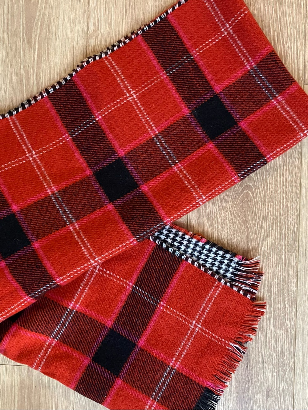 LOFT Red and Black Plaid Ladies Scarf